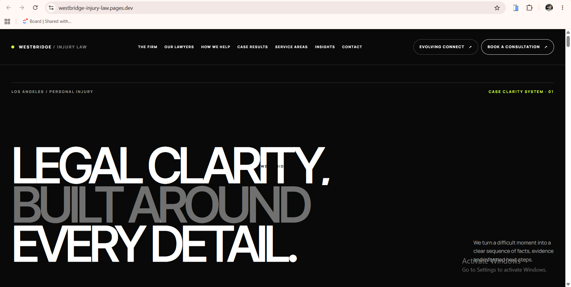 Westbridge Injury Law website template screenshot